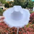 thumbnail image 1 of BAODANN Hat with Feather Feather Brim Adult Size Cowboy Hat with Feathers for Party Play Dress Up Flat Wicker Hat Hat Bands Leather Cowboy Hats for Boys Sequin Cowboy Hat Us Open Hats for Men, 1 of 3