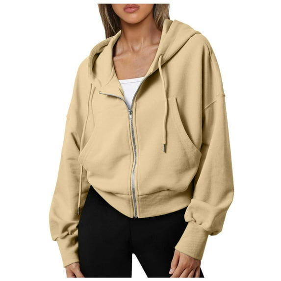 BAODANN Hoodies For Women Full Zip Up Cropped Sweatshirts Casual Hooded Pullover Sweaters Tops Women Hoodie Zipper Hoodies Side Zip Womens Sweat Shirt Fall Clothes Teens up Sweatshirt