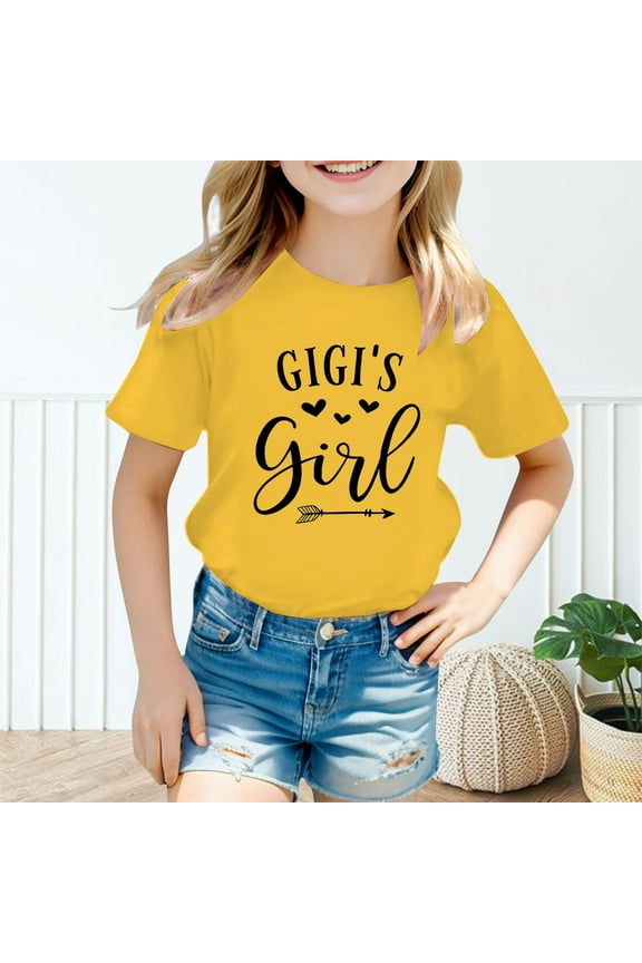 Kid Girls Cute Graphic Round Neck Short Sleeve Tee Summer Casual T Shirt 5t Girls Clothes Winter Girl Shirt 2t Girls Long Sleeve Undershirt Toddler Girl 4t Girl Sweater Tops Packs Birthday