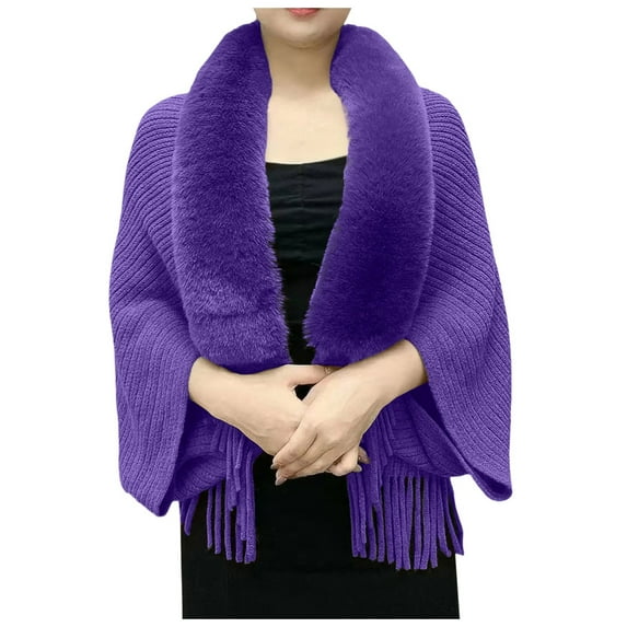 BAODANN Permitime Shawl Knitting Thick Women's Loose Shawl with Collar Soft Warm Knitted Shawls & Wraps Wool for Women Winter Travel Wrap Scarf Cloak for Women plus Size Formal Jacket Long Coat
