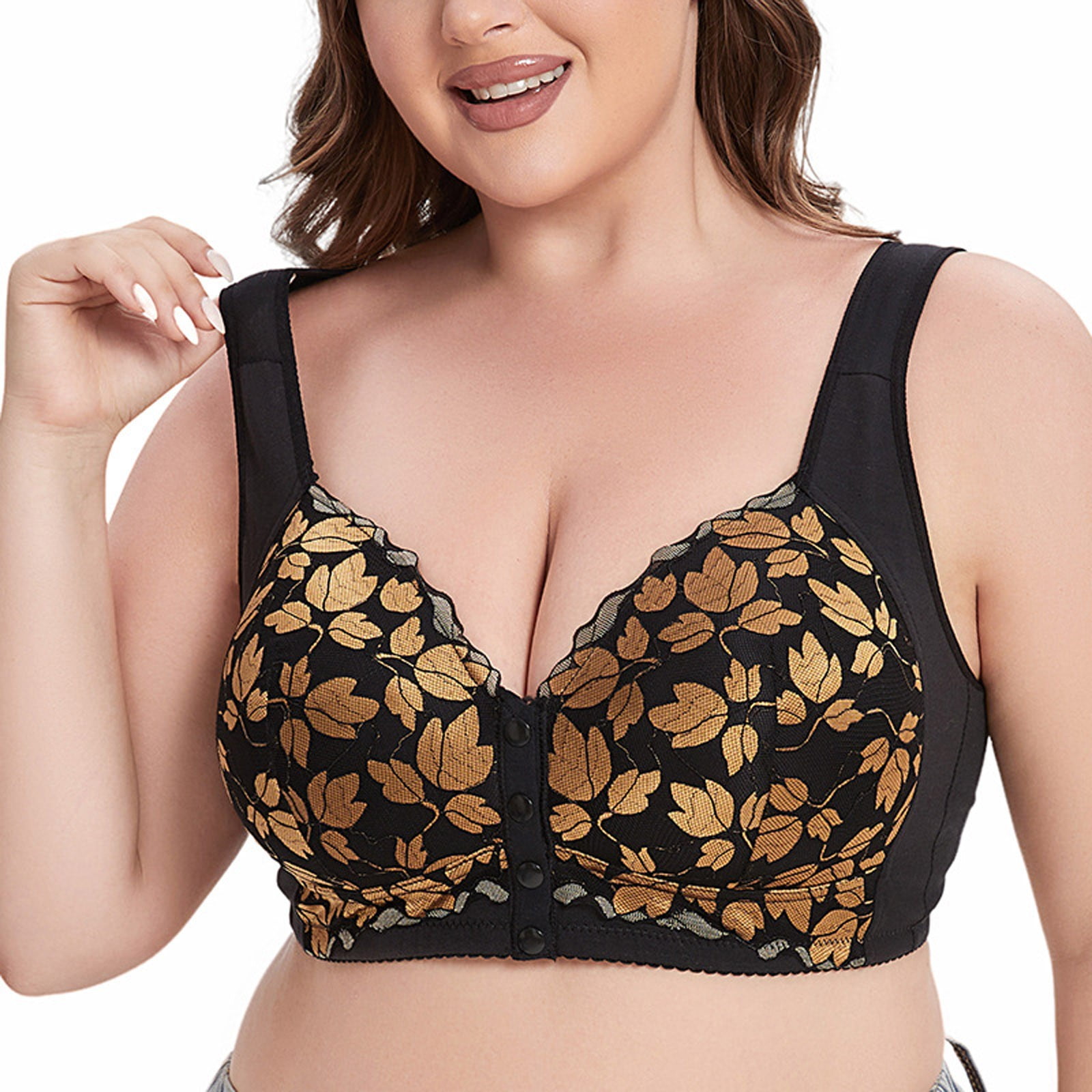 Plus Size Women Bra Ladies Cotton Quake-Proof Underwear Sleep Tops No Buckles Non Wire Lingerie With Removable Padded