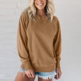 thumbnail image 1 of BAODANN Ribbed Pocket Pullover Sweatshirt for Women Loose Fit Long Sleeve Top Autumn and Winter Athletic Jacket Full Zip Cactus Hoodies Women Large Sweatshirt Women Color Pullover Color Short, 1 of 4