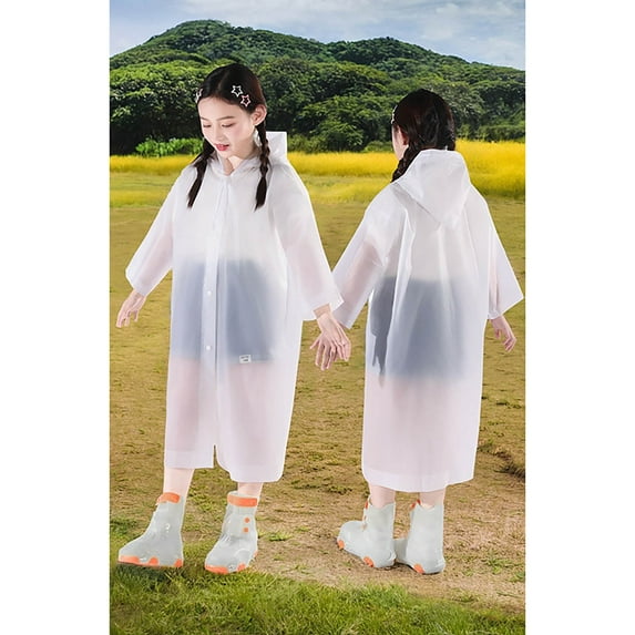 BAODANN Spring Summer And Autumn Boys' And Girls' Plain Color Buttoned Thick Poncho Kids plus Size Raincoat Color Changing Raincoats Rain Coat Kids Rain Coats Girls Coats Size 12-14