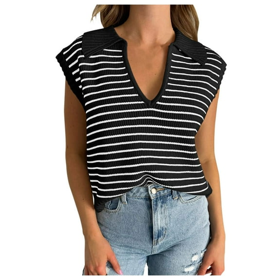 BAODANN Summer Sweaters for Women V Neck Cap Sleeve Tops Sleeveless Spring Beach Tops for Women plus Size Beach Sayings Tops for Women Dressy Cardigan Women Top Women plus Size Wardrobe Womens Top