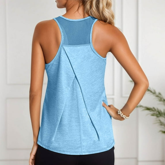 BAODANN Tops Racerback Yoga Shirts Tank Mesh Workout Clothes Women's Blouse Athletic Women Fitness Tops for Women Womens Running Tops 2000s Crop Top and Top Women Active Tops for Women Loose Dressy