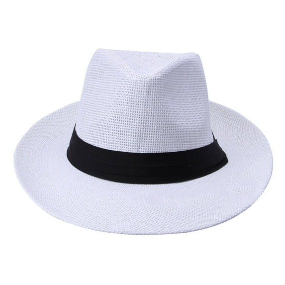BAODANN Unisex Fashion Solid Color British Sun Hat Wide Brim Straw Hat Adult Jazz Straw Hat Jazz Hat Hats for Running Men Cap Mesh Cool Hat Low Profile Hats for Men Stylist Hats Camping Baseball Cap