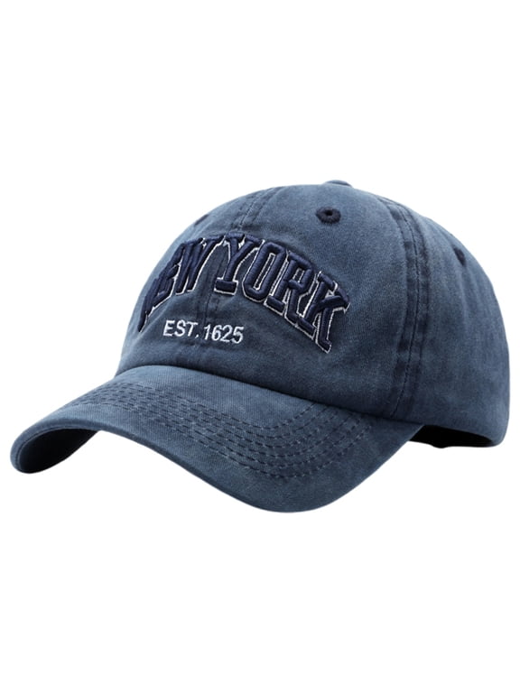Vintage Washed Denim Baseball Cap with Embroidered Letters Unisex New York Style Dad Hat Large Hats for Men Big Head Mad Decent Hat Mens Trucker Hats Big Head Hats for Men Trucker Hat
