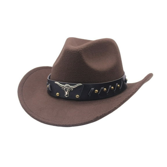 BAODANN Western Denim Curved Top Hat Woolen Big Brimmed Hat Autumn And Winter Style British Jazz Hat Cow Print Cowboy Hat Light Hat Fitted Waving Hat Daily Wire Hat Beach Hat Men Small