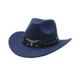 thumbnail image 1 of BAODANN Western Denim Curved Top Hat Woolen Big Brimmed Hat Autumn and Winter Style British Jazz Hat Lane Hat Cowboy Hat for Women Crafting Cow Hat Cow Girl Hat for Women Cowboy Hat Light up, 1 of 2
