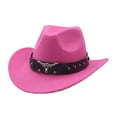 thumbnail image 1 of BAODANN Western Denim Curved Top Hat Woolen Big Brimmed Hat Autumn and Winter Style British Jazz Hat Lane Hat Cowboy Hat for Women Crafting Cow Hat Cow Girl Hat for Women Cowboy Hat Light up, 1 of 2