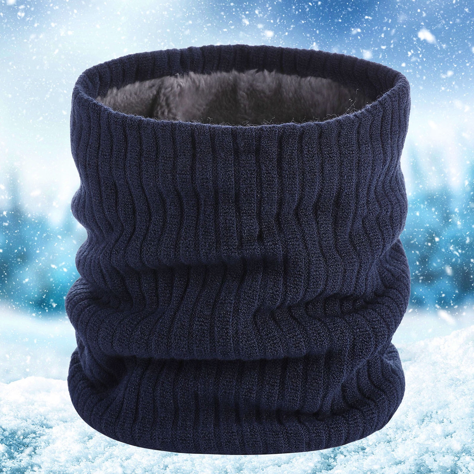 BAODANN Winter Double Layer Velvet Warm Neck Cover Solid Color Yarn