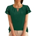 thumbnail image 1 of BAODANN Women Fashion Casual Business Work Shirt Round Neck Short Sleeved Burnout Tee Shirts Athletic Short Sleeve Shirt Women Tops Women Casual Long Sleeve Tops for Women Short Sleeve Athletic Top, 1 of 5
