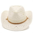 thumbnail image 1 of BAODANN Women Men Summer Western Cowboy Hat Shapeable Straw Hat Hollowed Out Sun Hat Ponytail Hat Big Hats for Women Cowboy Hats Women Cute Beach Hats for Women Beach Women Beach Wear for Women 2022, 1 of 2
