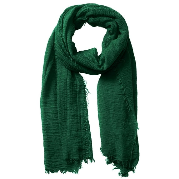 BAODANN Women Solid Crinkle Vintage Soft Scarf With Fringed Long Edges Scarves Fringe Shawl Long Plaid Winter Scarf Oriental Scarf Silk Head Wrap for Men Uncharted Scarf