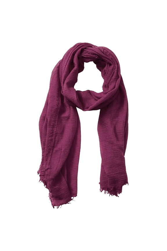 Women Solid Crinkle Vintage Soft Scarf With Fringed Long Edges Scarves Fringe Shawl Long Plaid Winter Scarf Oriental Scarf Silk Head Wrap for Men Uncharted Scarf