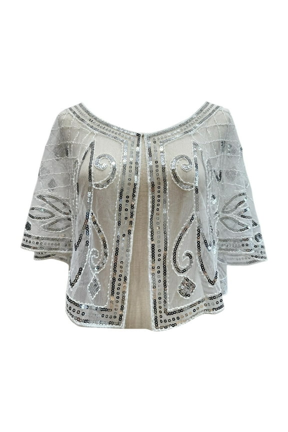 Women's 1920s Flapper Shawl Sequin Beaded Shawls and Wraps for Evening Dresses/Party/Wedding/Formal/Harlem Night Wolf Pelt Cloak Men Womens Shawls / Capes Womens Winter Scarfs Women's Capes