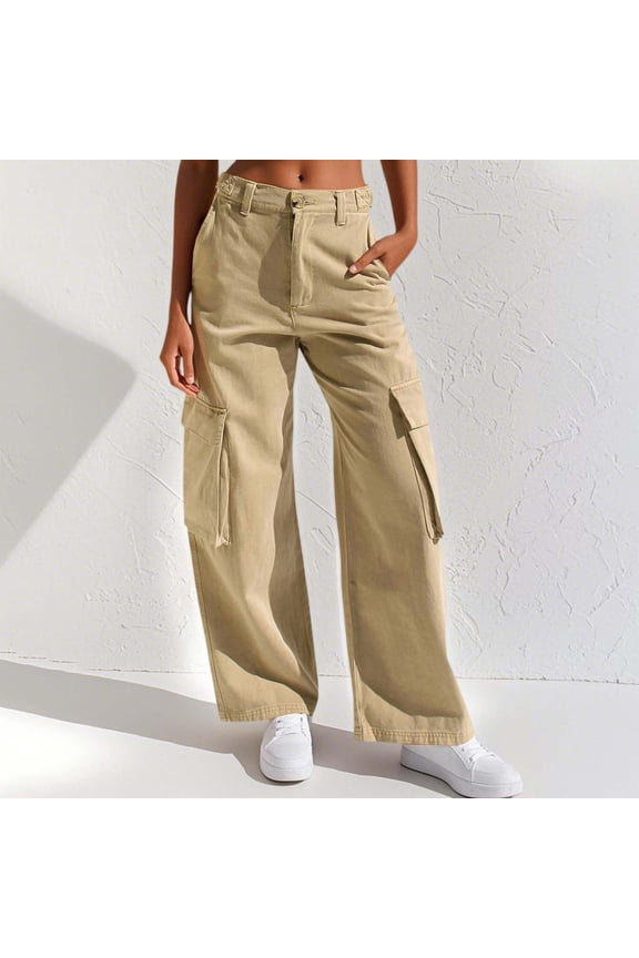 Women's Casual Mid Waist Cargo Jeans Dress Pants for Women Casual Summer Womens Pants for Work Business Casual Track Sweatpants Women Tan Dress Pants for Women on Pants for Women Work Casual