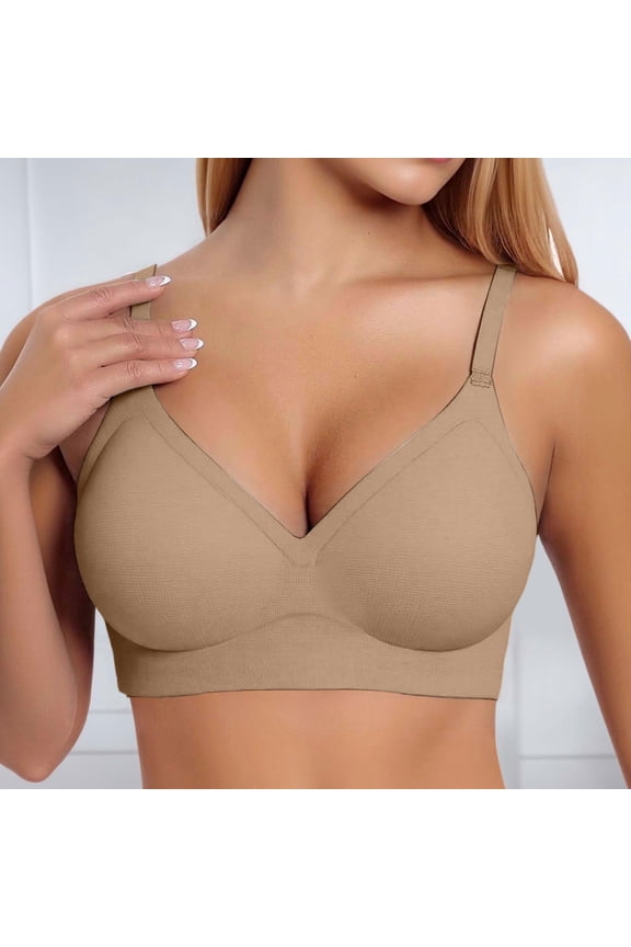 Women's Comfortable Seamless Bra For Everyday Wear 4 3 Hook Back Closure Pure Color Casual Underwire Support Bras Seamless Bras for Women Running Bras for Women Backless Bra for Women Padded