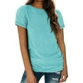 thumbnail image 1 of BAODANN Women's Fashion Casual Solid Color Round Neck Short Sleeved T Shirt Top 100 Polyester Shirts Women Women Short Sleeve T Shirt Womens Shirts Casual Exercise Wear for Women Yoga Shirts Women, 1 of 3