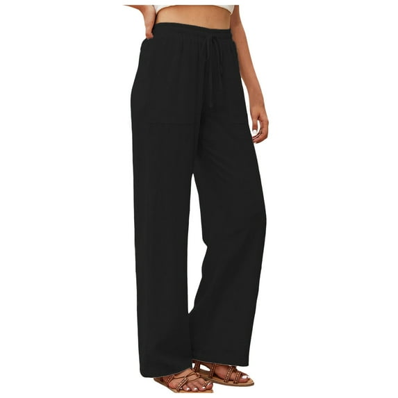 BAODANN Women's Linen High Waisted Straight Pants Casual Flowy Petite Short Pants for Women Knit Pants Women Pants Casual Casual Pants for Women plus Size with Pockets Pleated Dress Pants Women