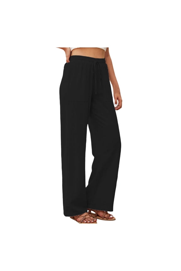 Women's Linen High Waisted Straight Pants Casual Flowy Petite Short Pants for Women Knit Pants Women Pants Casual Casual Pants for Women plus Size with Pockets Pleated Dress Pants Women