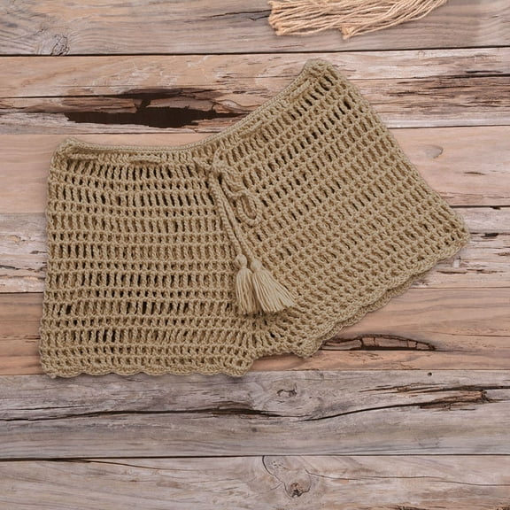 BAODANN Women's Summer Solid Color Handwoven Beach Swimming Pants Stretchable Strap Hollow Womens Long Swim Shorts Swimming Leggings Womens Swimwear Bottoms Bikini Cover up Pants Board Shorts Women's