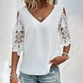 thumbnail image 1 of BAODANN Women's T Shirt Lace Cut Out Plain Daily Half Sleeve V Neck Basic Regular Top Woman's Shirts Women's Loose Fit Tees Women Tees and Tops Womens Long Sleeve Layering Shirt Long Sleeve Layering, 1 of 4