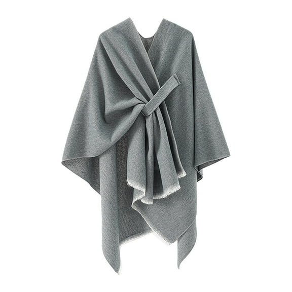 BAODANN Womens Large Front Poncho Sweater Wrap Topper Knitted Elegant Shawls Cape Travel Wrap Scarf Neck Wraps Washable Wolf Pelt Coat Blanket Wrap Shoulder for Women