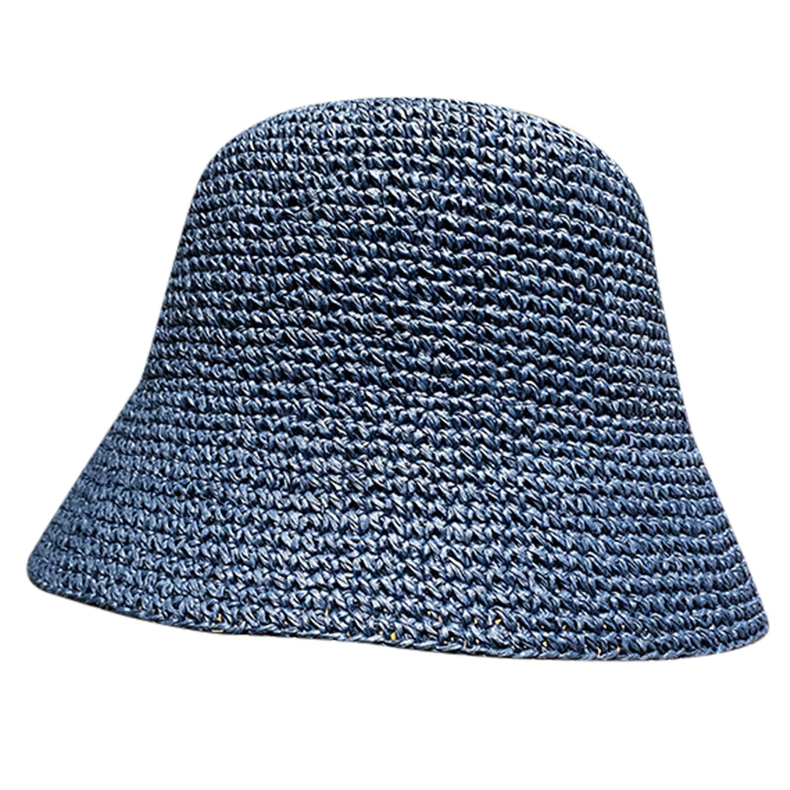 BAODANN Womens Sun Hat Handmade Straw Bucket Wide Brim 