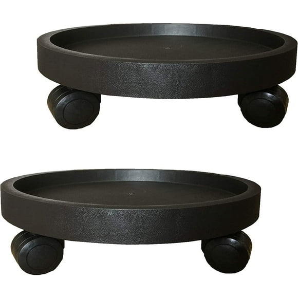 BAODELI 2 Pack of 14 inch Heavy Duty Plant Caddy with Wheels,Rolling Plant Stand Pot Trolley,Wheeled Planter Saucer Tray,Potted Flower Mover Dolly with Casters Round Coaster for Indoor Outdoor(Black)