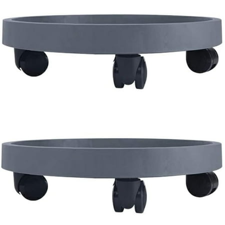 BAODELI 2 Pack of 14 inch Heavy Duty Plant Caddy with Wheels,Rolling Plant Stand Pot Trolley,Wheeled Planter Saucer Tray,Potted Flower Mover Dolly with Casters Round Coaster for Indoor Outdoor(Grey)