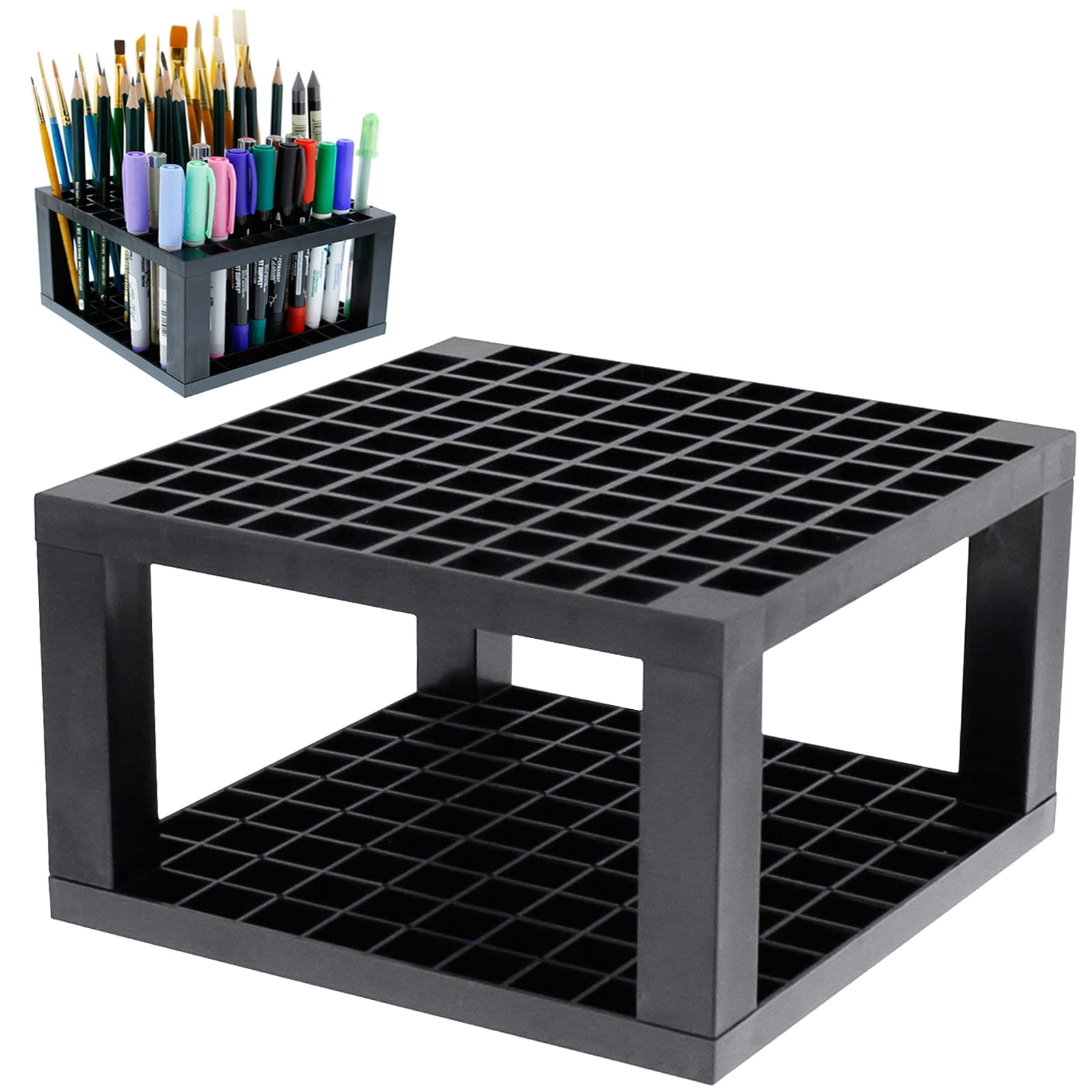BAODELI Art Brush Organizer 96 Hole Plastic Pencil & Brush Holder Colored Pencils Markers - Desk Stand Organizer Holder Fits Paint Brushes Dryer Holder for Pens Colored Pencils Markers (1)