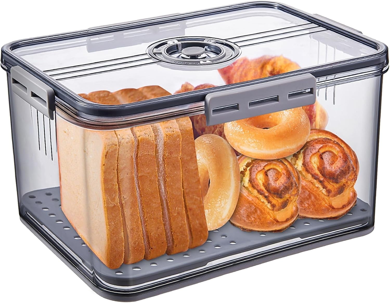 BAODELI Bread Box Bread Boxes for Kitchen Counter Airtight, Time Recording Bread Storage Container with Lid, Bread Keeper for Homemade Bread, Toast, Bagel, Donut and Cookies, (Extra large size)