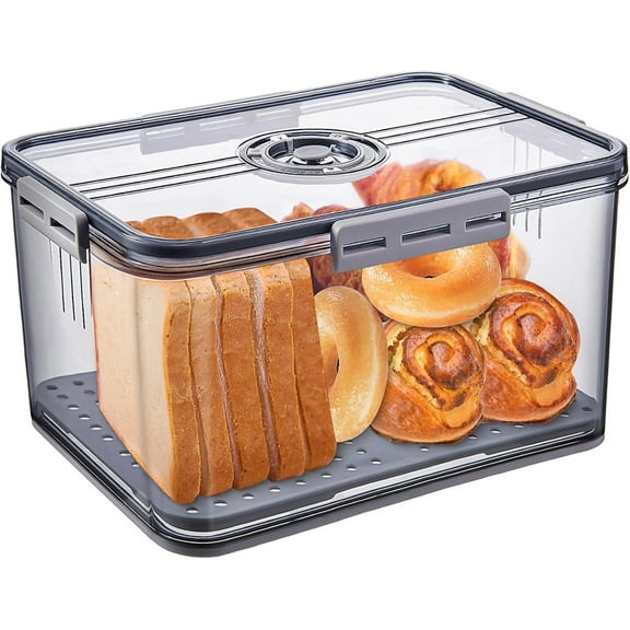 BAODELI Bread Box Bread Boxes for Kitchen Counter Airtight, Time Recording Bread Storage Container with Lid, Bread Keeper for Homemade Bread, Toast, Bagel, Donut and Cookies, (Extra large size)
