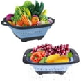 thumbnail image 1 of BAODELI Colander Set - 2 Collapsible Colanders (Strainers), Sizes9" - 3 Quart and 8" - 2Quart - Food-Grade Sturdy Plastic Base -Space-save Silicone Kitchen Foldable Food Strainer( Blue), 1 of 7