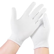 BAODELI Cotton Gloves, 20 Pcs White Cotton Gloves for Dry Hands Moisturizing Eczema, Washable Cotton Gloves for Men and Women, Stretchable Cloth Gloves for Coin Jewelry Silver Inspection