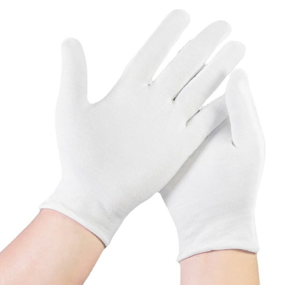 BAODELI Cotton Gloves, 20 Pcs White Cotton Gloves for Dry Hands Moisturizing Eczema, Washable Cotton Gloves for Men and Women, Stretchable Cloth Gloves for Coin Jewelry Silver Inspection