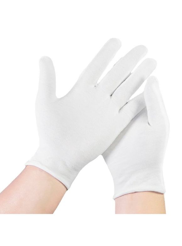 Cotton Gloves, 20 Pcs White Cotton Gloves for Dry Hands Moisturizing Eczema, Washable Cotton Gloves for Men and Women, Stretchable Cloth Gloves for Coin Jewelry Silver Inspection