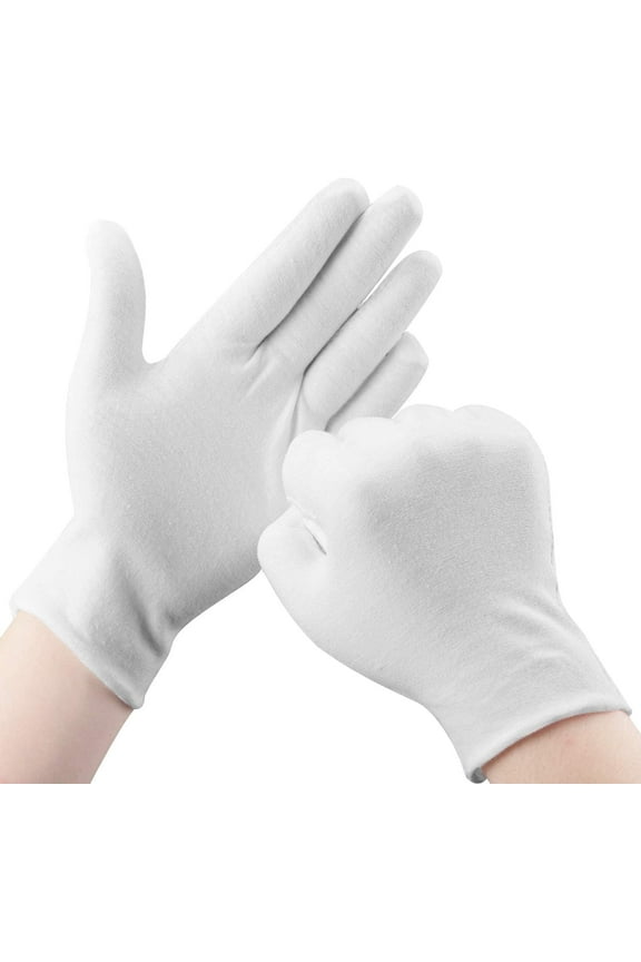 Cotton Gloves, 30 Pcs White Washable Stretchable Gloves for Dry Hands, Moisturizing, Eczema, Men & Women