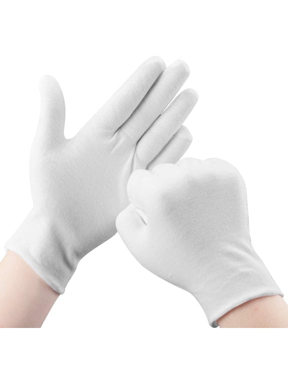 Cotton Gloves, 30 Pcs White Washable Stretchable Gloves for Dry Hands, Moisturizing, Eczema, Men & Women