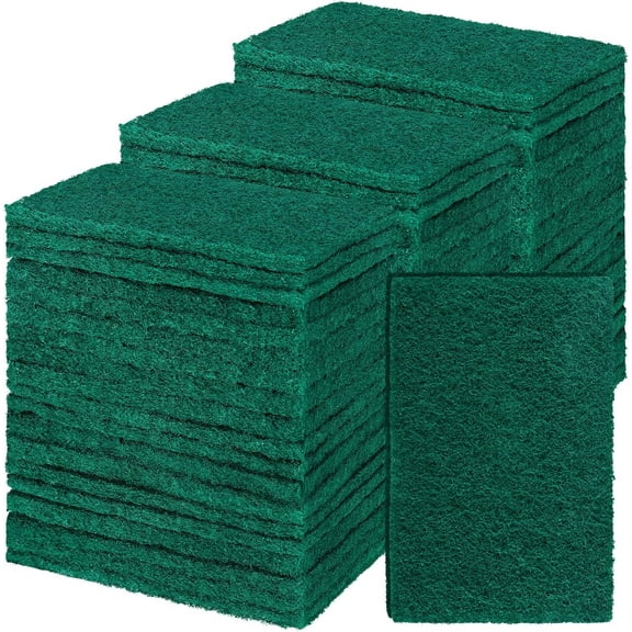 BAODELI Heavy Duty Scouring Pads 100 Pcs Non Scratch Household Scrub Pads for Cleaning Reusable Pan Scrubber Anti Grease Scrubbing Pads for Dish Kitchen Metal Grills, 4.3 x 3 x 0.3 in (Green)