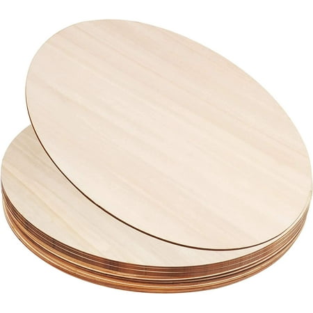 BAODELI Round Wood Rounds for Crafts, 12 Pieces of 12" Unfinished Wood Rounds, Wood Rounds for Crafts, Pyrography, Painting and Decorations
