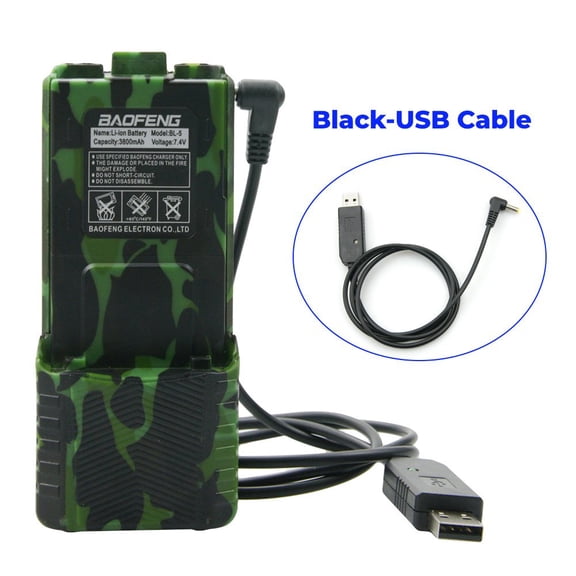 BAOFENG 2Pack UV-5R BF-F8HP 3800mAh Extended Battery with USB Cable Compatible with UV5R BF-8HP GT-5R UV-5RX3 RD-5R UV-5RTP UV-5R MK2 MK3X MK5 Plus Ham Radio Batteries