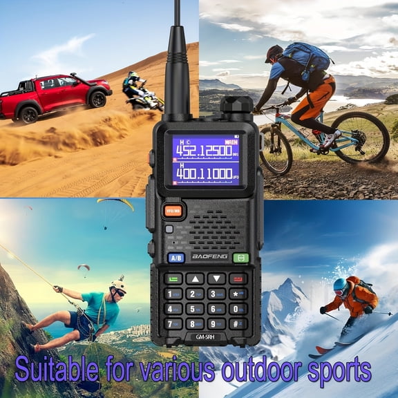 BAOFENG GM-5RH10W GMRS Handheld Radio with NOAA Weather, 2500mAh USB-C Charging, 999 Channels, 771 & 805S Antenna, Handheld Mic for Hunting Camping