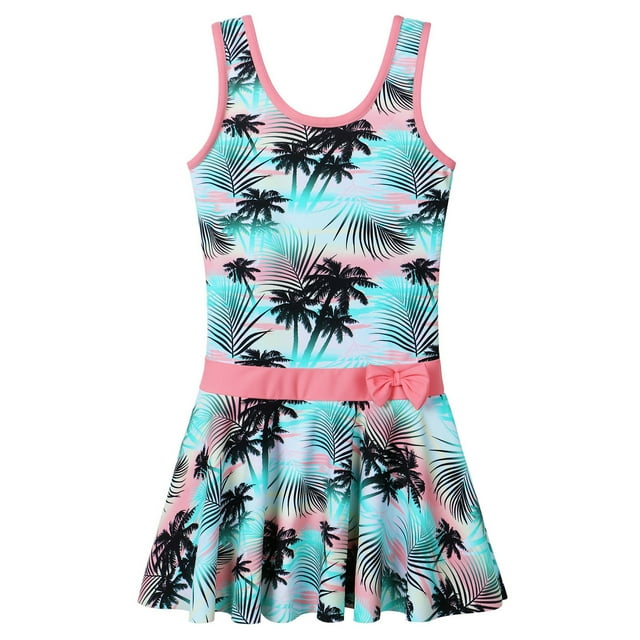 BAOHULU 3-8Y Girls Swimsuit Female UPF 50+ Floral Strap Bathing Suit