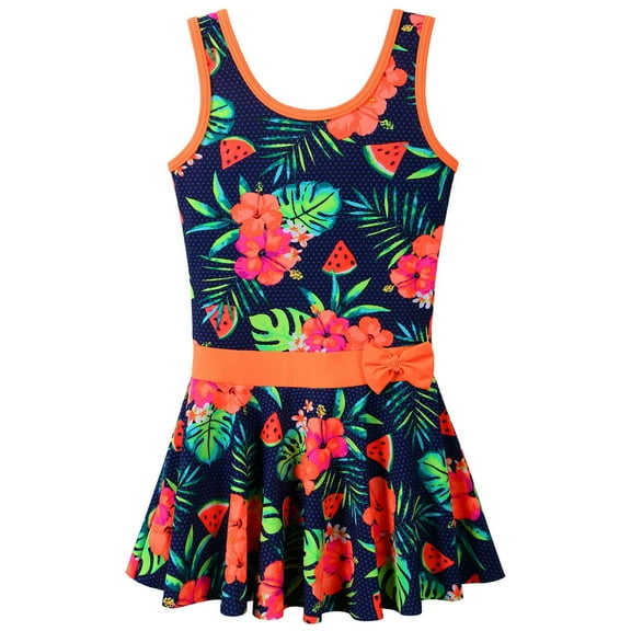 BAOHULU 3-8Y Girls Swimsuit Female UPF 50  Floral Strap Bathing Suit