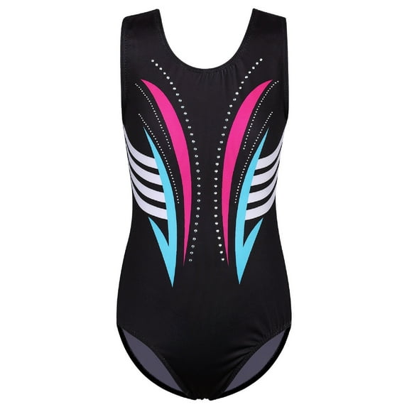 BAOHULU Black Gymnastics Leotard Girls B Black Hotpink 11-12Y