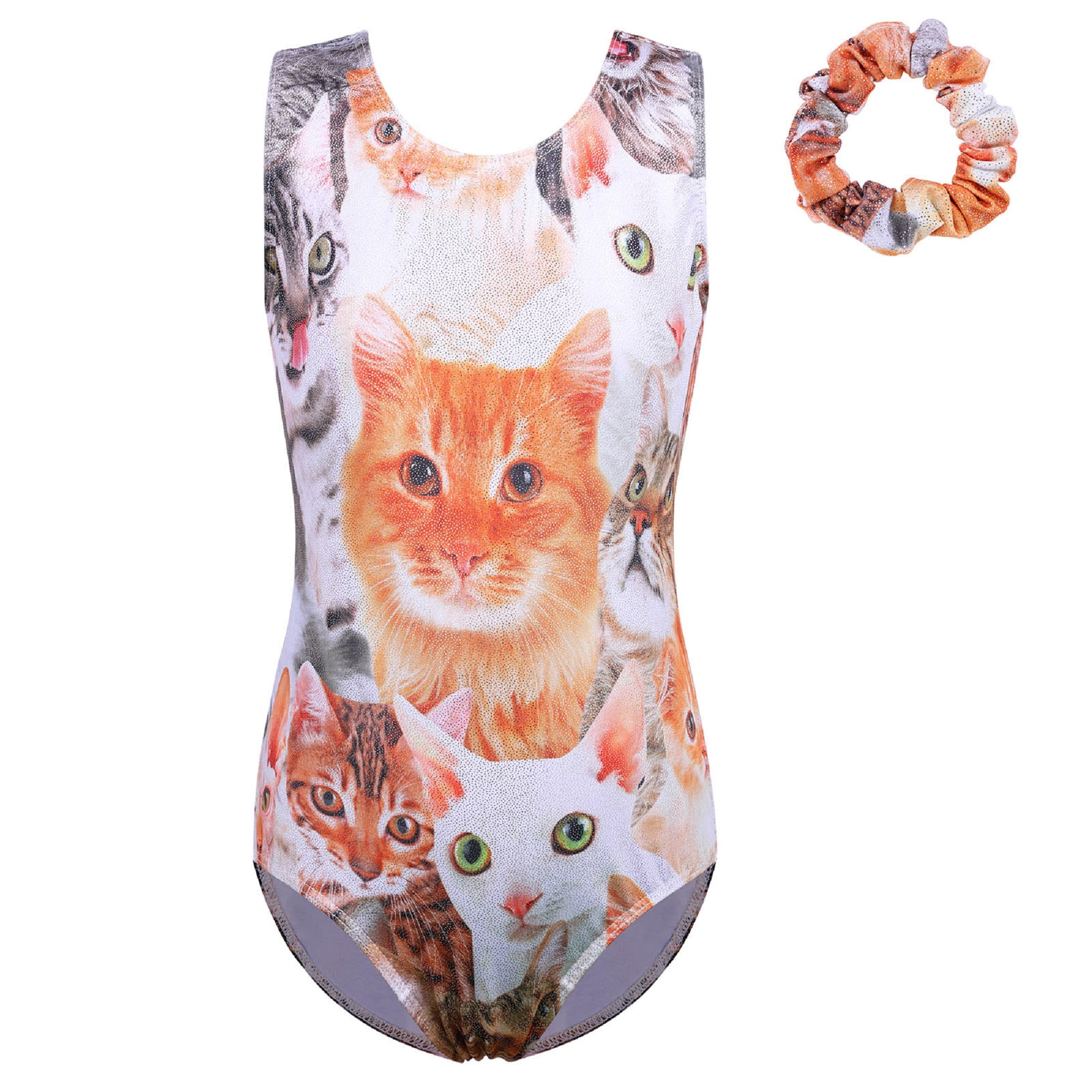 BAOHULU Christmas Gymnastics Leotards for Girls Sparkly Cat Print