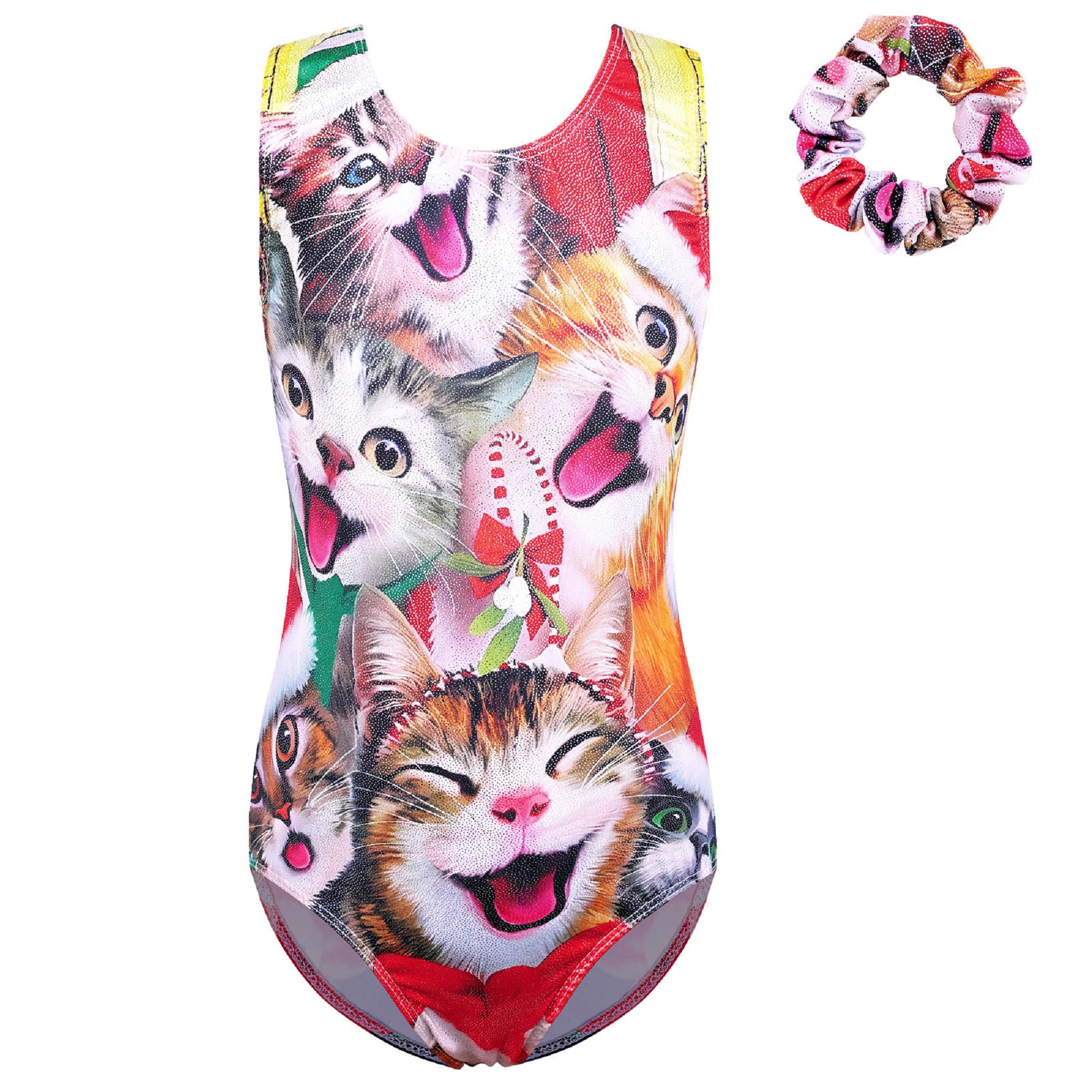 BAOHULU Christmas Gymnastics Leotards for Girls Sparkly Cat Print ...