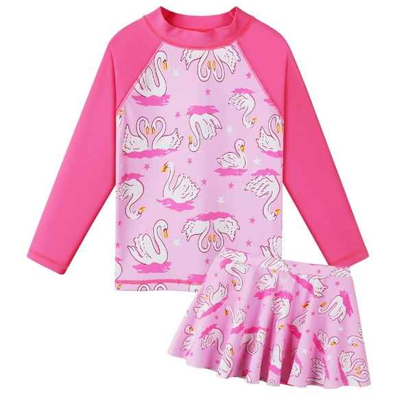 BAOHULU Girl's Two-Piece UPF50  Swimsuits Long SleeveRash Guard Kids Bathing Suit